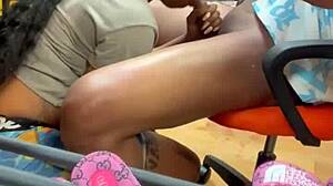 Suck this big black cock deep at the flea market for sloppy cumshot facial!