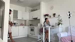 behind the scenes glimpse at intense hardcore session with passionate latina riding big black cock in cowgirl and doggystyle