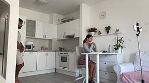 behind the scenes glimpse at intense hardcore session with passionate latina riding big black cock in cowgirl and doggystyle