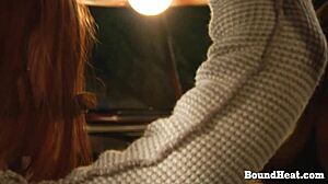 Gagged TIED UP lesbian SLAVE gets WHIPPED hard by her dominant MADAME in bondage session