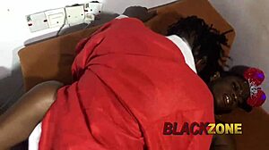 Stepbrother Delivers Hot Christmas Creampie Fuck to Cute Ebony Babe in Santa Costume