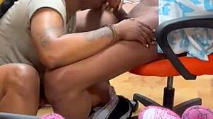 Suck this big black cock deep at the flea market for sloppy cumshot facial!