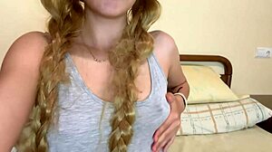 Amateur Blonde Babe With Big Natural Tits Touches Herself In Daddy's Forest Cabin