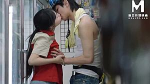 Modelmedia asia features promiscuous mart with sex at work involving the clerk in outdoor public action