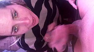 Blonde slut deepthroats friend with cumshot and tattooed body covered in spit