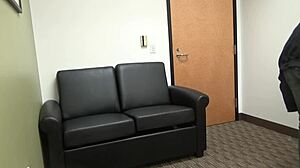 carrie b's casting interview turns into deepthroat blowjob and gagging on cock with her small tits out