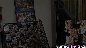 Skanky milf riding and sucking bbc with blowjob cumshot handjob in interracial gloryhole