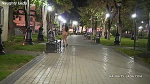 I'm walking naked in public at night, flashing my body to strangers