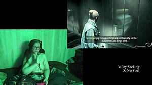 Naked brunette BBW with big natural tits and glasses plays at lake house