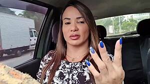 Uber shared ride leads to motel with milf anal assfucking and blowjob in car exhibition