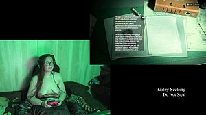 Naked brunette BBW with big natural tits and glasses plays at lake house