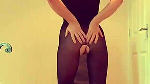 Why does tiny british milf lilithalgol tease with bodystocking heels insertion and standing orgasm