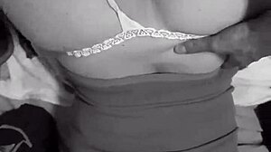 Blonde woman bent over in doggystyle with thong panties