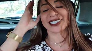 Uber shared ride leads to motel with milf anal assfucking and blowjob in car exhibition