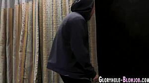 Skanky milf riding and sucking bbc with blowjob cumshot handjob in interracial gloryhole