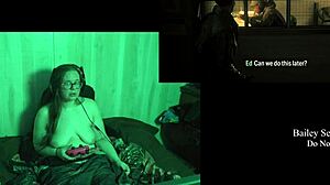 Naked brunette BBW with big natural tits and glasses plays at lake house