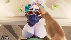 Widowmaker enjoys big cock on French vacation