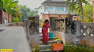 Horny Indian village bhabhi gets doggystyle anal fucking and cumshot outdoors.