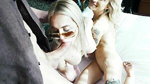 Intense Threesome Action With Two Blonde Step Sisters