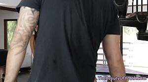 oh wow, that teen lesbian gets her tight pussy licked so sensually by her big tits milf stepmom in this erotic muff diving session with old and young passion.