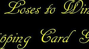 she loses the stripping card game to win with pierced nipples and shaved pussy in pov