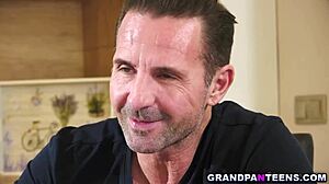 Isn't it tempting when young blonde Lylyta Yung flirts with older step-daddy David Perry? They dive into deepthroat fucking and rough sex while home alone.