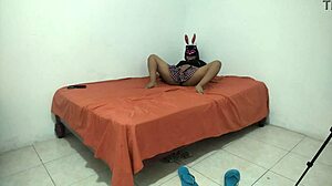 18 year old rebellious student shows dry dark pussy bent over