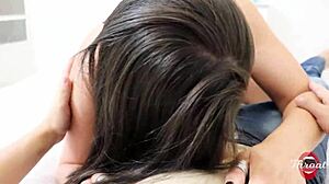 milf mestica with huge tits gives deepthroat blowjob ending in cumshot facial