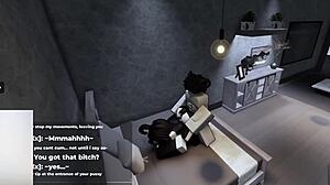 Conversational-neutral sentence with roblox bunny-girl hopping around until she succeeds
