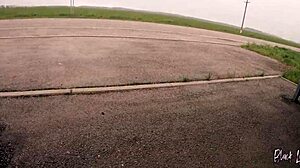 Risky public blowjob at bus station with deepthroat and cum in mouth