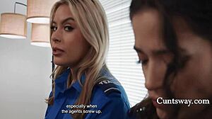 Officers inspect with toys and rimjob  