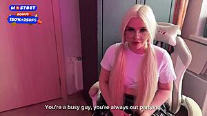 chubby blonde webcam girl with glasses rides cowgirl in german amateur couple pov