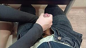 Jerked Off Classmate's Cock During Lecture In College Desk Fetish Scene