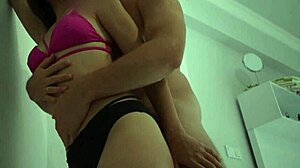 Hugging smoothly turned into fucking against the wall and on the sofa