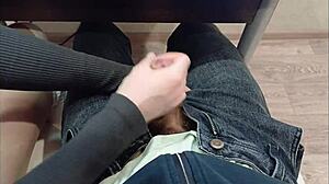 Jerked Off Classmate's Cock During Lecture In College Desk Fetish Scene