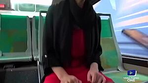 I experienced French brunette with big tits getting intimate on bus near voyeur.