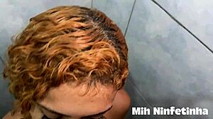 My brother-in-law caught me showering and I couldn't resist sucking his huge dick - swallowed his cum under the water