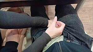 Jerked Off Classmate's Cock During Lecture In College Desk Fetish Scene