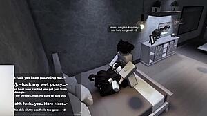 Conversational-neutral sentence with roblox bunny-girl hopping around until she succeeds