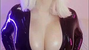 I wear latex as mistress Octokuro for big tits joi with dildo in ass.