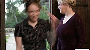 Lesbian Milf Celebrity Seduces Blonde Fan with Kissing and Facesitting in Lingerie Encounter