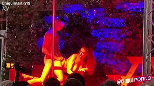 threesome on stage with erotic group action in spanish style 2019