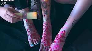 These Feet Only Get Excited With Kinky Games Like Sucking Toes In Bdsm With Brunette And Redhead Lesbians?