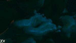 Brunette femdom licks toes like dessert in bdsm close up with choking gagging deepthroat. She dominates submissive slave with feet fetish tattoo play.