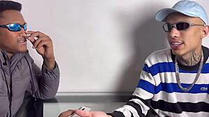 Three Young Friends Share Big Black Cock from Hot Guy?