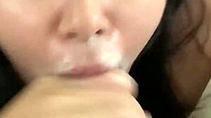 Asian Slut Gives Sloppy Thorough Blowjob To Huge Black Cock