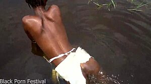 African Tribe Woman Fucked By Tourist In Tropical Forest Stream Outdoor