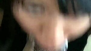 Asian Slut Gives Sloppy Thorough Blowjob To Huge Black Cock