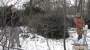 Blonde Seduces Grandpa with Blowjob and Intense Mouth Cumshot