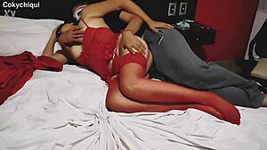 Horny wife gets groped while cuckold watches her pussy.